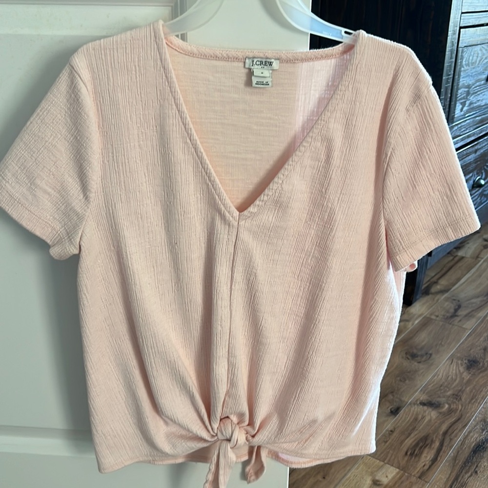 J Crew pale pink tie front top